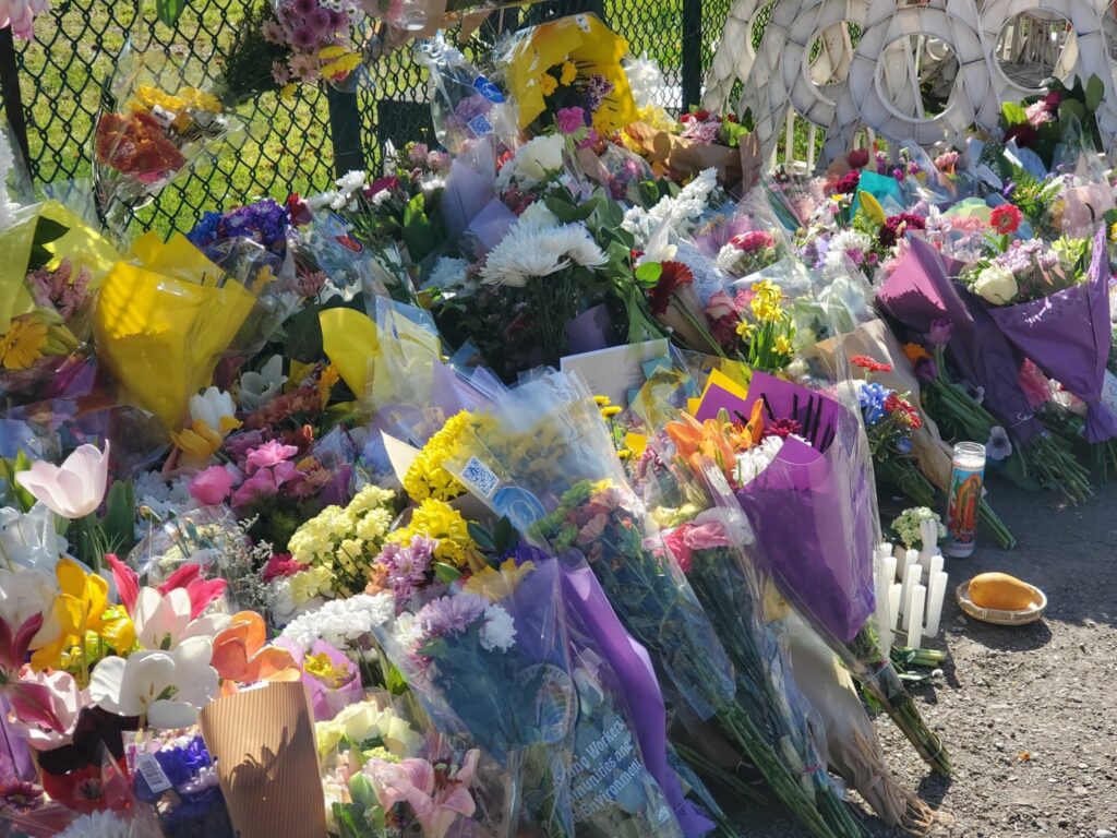 Flowers were laid for victims of the Vancouver tragedy that happened during the Filipino Lapu Lapu Festival on Saturday, April 26th, 2025.