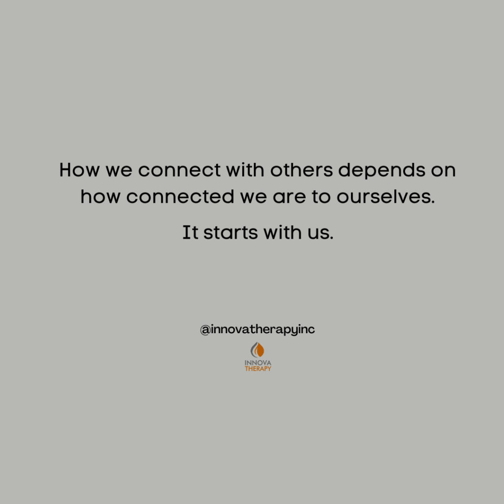 Social media; Instagram post; Innova Therapy Inc on social media; how we connect with others depends on how well connected we are to ourselves