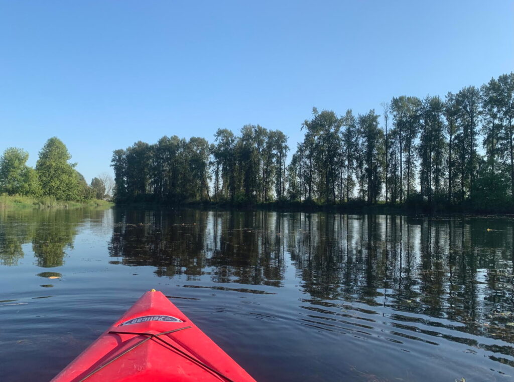 Kayaking on the Pitt dykes in British Columbia