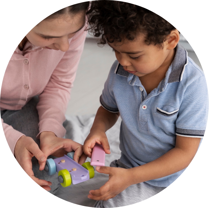Play therapists help young clients express themselves through play
